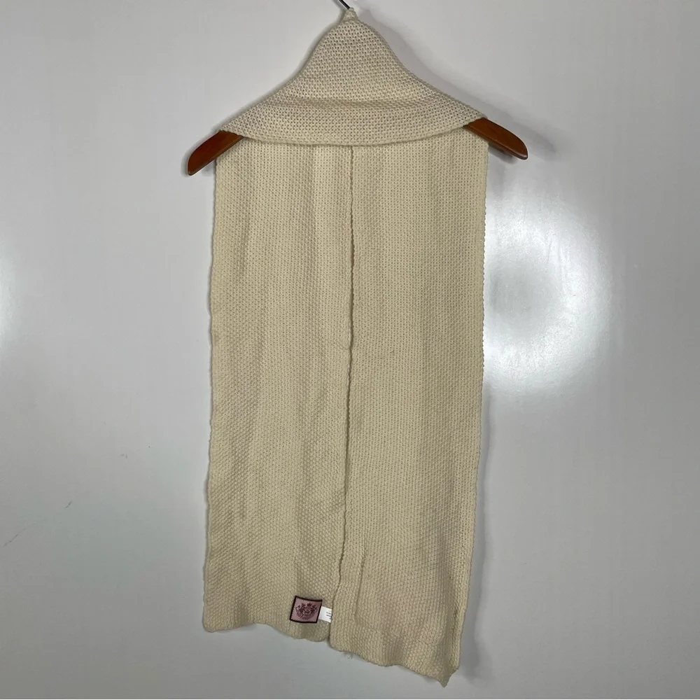 Y2K Vintage Juicy Couture Merino Wool Cream Scarf with Button and Pocket Details